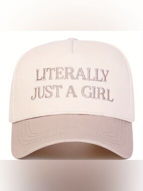 "Literally Just A Girl" Embroidered Baseball Cap Adjustable Khaki Color